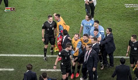 Watch how Uruguay players attacked referee after exiting tournament