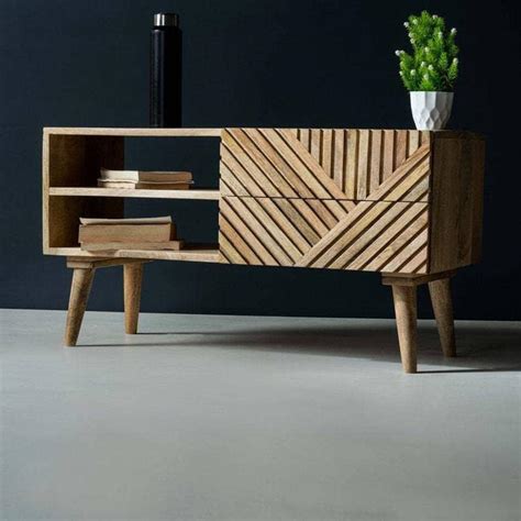 SMAART CRAAFTS Osho Rattan Solid Wood Tv Unit/Cabinet for LED LCD ...