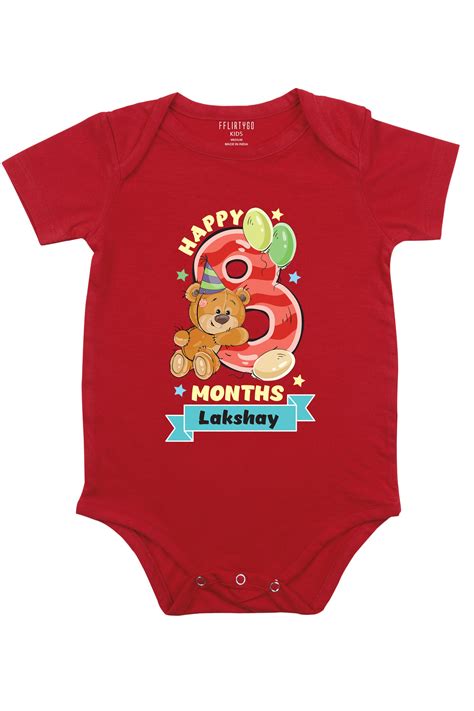 Happy Eight Months Milestone Baby Romper | Onesies w/ Custom Name ...