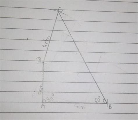45) Construct a quadrilateral ABCD in which AB = 5cm, angle B = 60°, CD ...