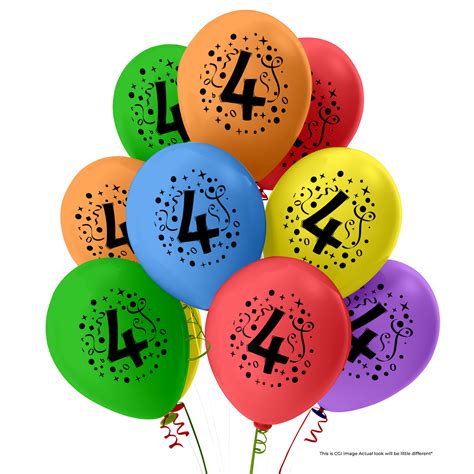 The Magic Balloons- 4 Number Latex Balloons For Four Number Theme ...