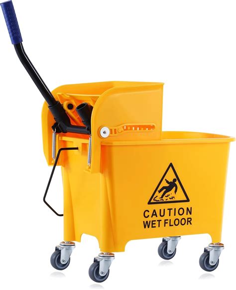 5 Gallon Industrial Mop and Bucket Set with Wringer on Wheels - Yellow ...