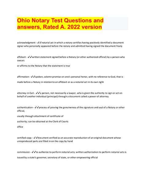 Image result for Ohio Notary Practice Test Sample