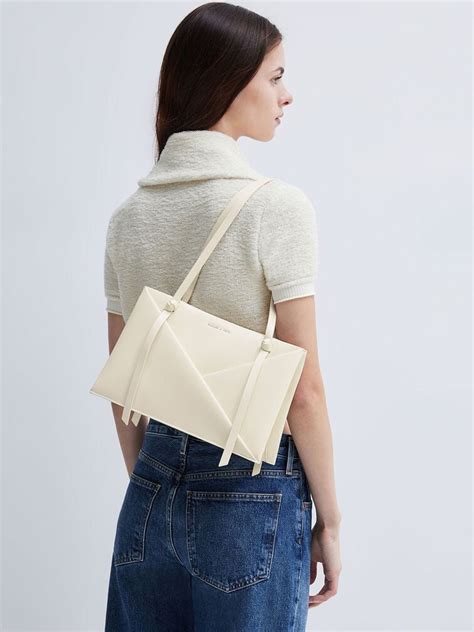Cream Midori Geometric Tote Bag - CHARLES & KEITH IN