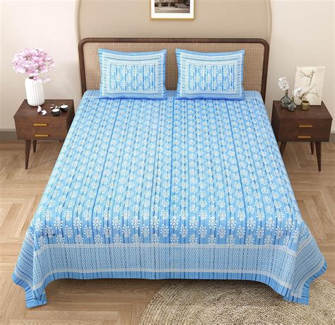 RajasthaniKart Pure Cotton 180 TC King Size BEDSHEET with 2 Pillow ...