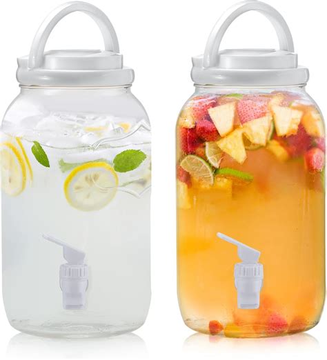 Amazon.com: Havawish 2 Pcs 1 Gallon Plastic Beverage Dispenser with ...