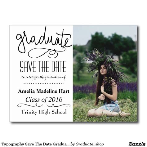 Typography Save The Date Graduation Party Photo Announcement Postcard ...