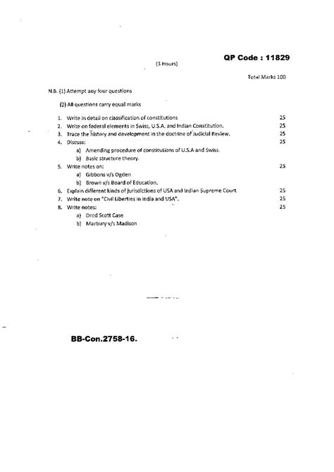QP 11829: Question Paper on Comparative Constitutional Law - Studocu