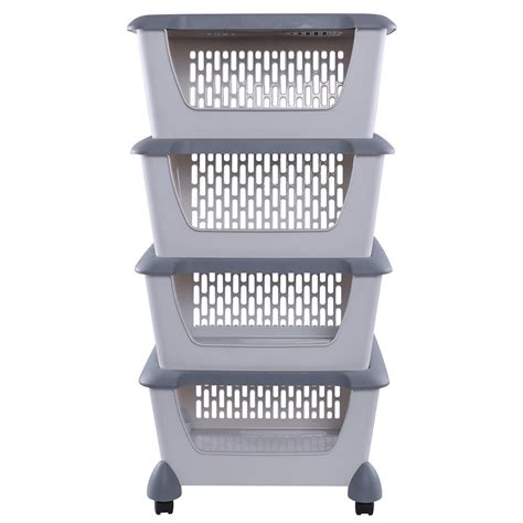 Buy Anbers 4-Tier Stackable Storage Baskets with Rolling Wheels ...