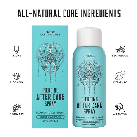 Snapklik.com : BASE LABORATORIES Piercing Aftercare Spray 4oz Saline Spray For Piercings Ear ...