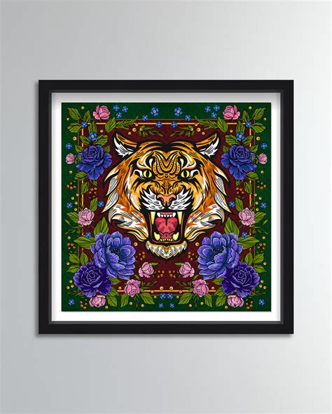 The Oliver Gal Artist Co. Floral Feline Roses Giclee Art Print | Horchow