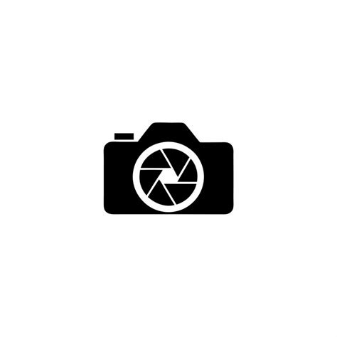 Minimalist camera icon with shutter lens symbol on white background ...
