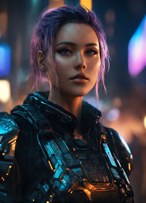 Lexica - A beautiful woman wearing black and body armor, cyberpunk, in ...