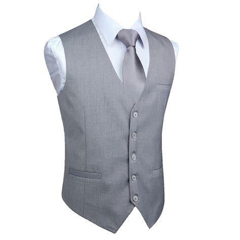 Men's V-Neck Suit Vests Formal Business Vest Wedding Tuxedo Light Grey ...