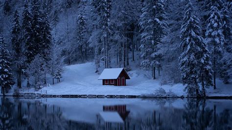 Download wallpaper 1920x1080 lake, forest, snow, winter, trees full hd ...