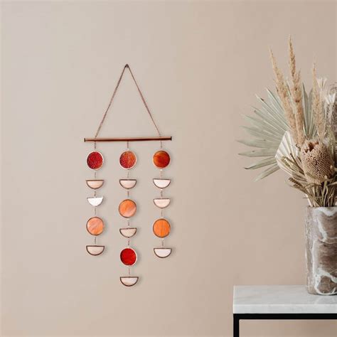 Behoma Moon Phases Wall Hanging Stained Glass Wall Art, Multicolor wit