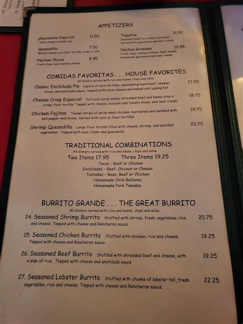 Menu at Hernandez Hideaway Restaurant, Escondido