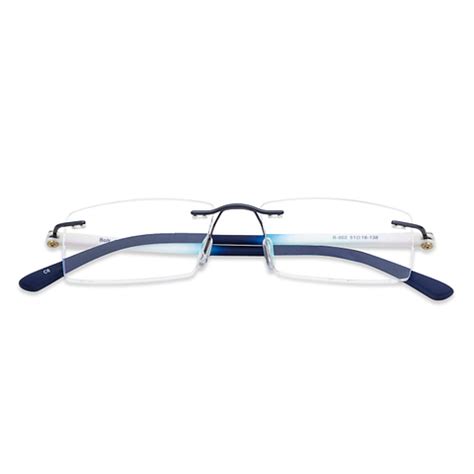 Buy Blue White Rimless Rectangle Bolt Air Fusion B-002 Eyeglasses at ...