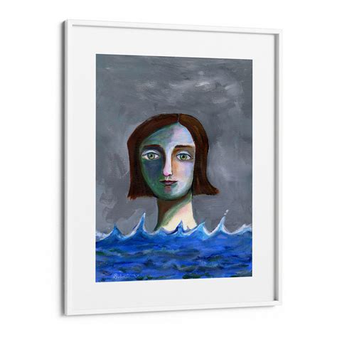 Quirky Framed Artwork Of Woman Swimming | Aesthetic Figurative Art ...
