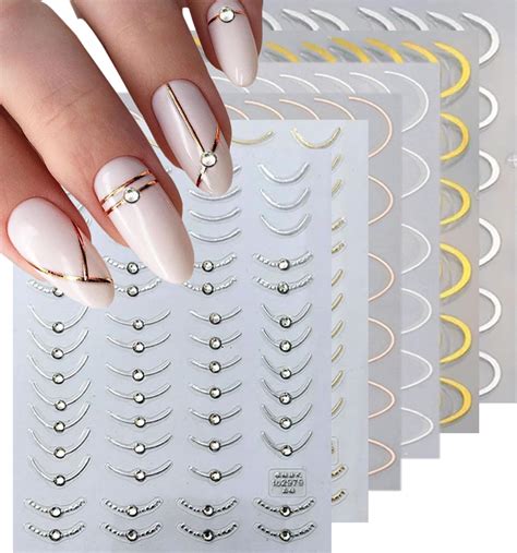 Amazon.com: YUXIANLB 24 Sheets French Manicure Nail Stickers, 24 ...
