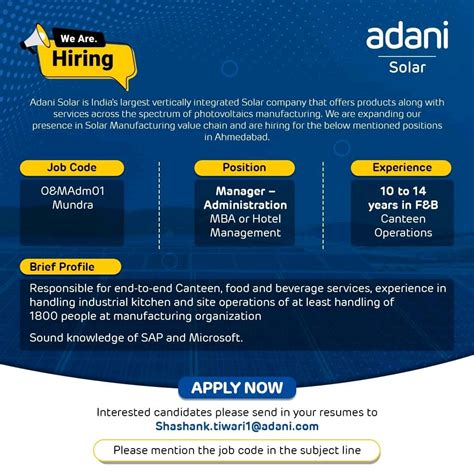 Adani solar Limited Mudra Kutch Jobs for Industrial Relations ...