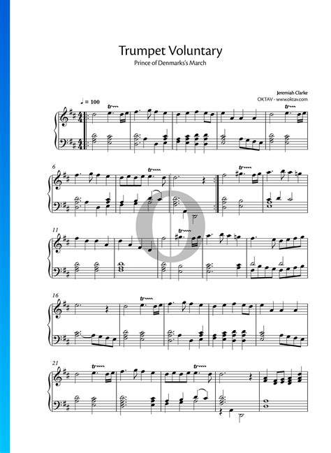 Trumpet Voluntary (Jeremiah Clarke) Piano Sheet Music - OKTAV