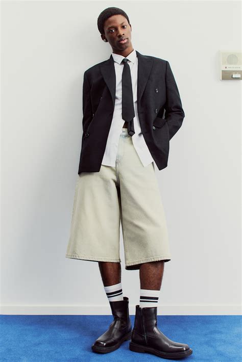 Relaxed Fit Double-breasted linen-blend jacket - Black - Men | H&M IN