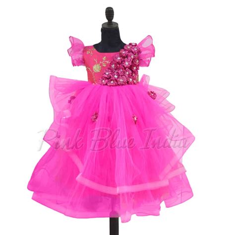 Girls Floral Gown for Party in Pink Color