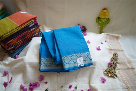 Blue Kovai handloom Cotton Saree PC2608 Worldwide Ship – Parijat ...