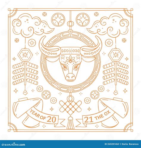 Chinese Happy New Year 2021. Year of the Bull Stock Illustration ...