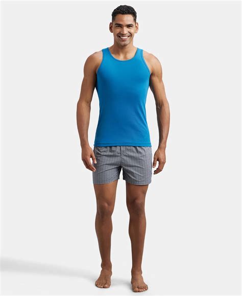 Buy Super Combed Cotton Rib Round Neck Sleeveless Vest - Blue Saphire ...