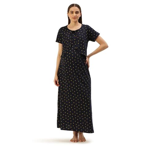 Buy Nejo Feeding - Nursing Maternity Full Length Night Dress - Navy ...