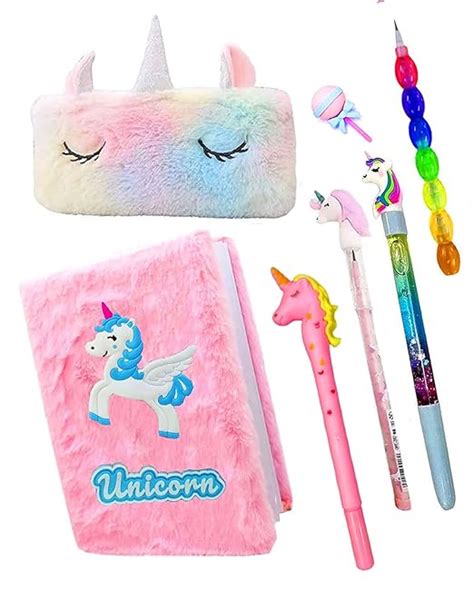 KOBBET® 7 Piece Unicorn Stationery Set for Girls, a6 Size Unicorn Diary ...