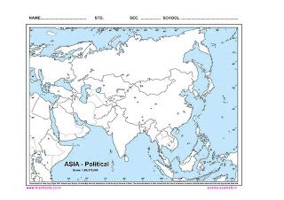Asia Political outline map for school students