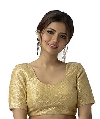 Buy Niharikaa Gold upada Silk Padded Blouse with Square Neck and ...