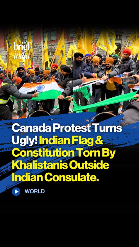 Protesters tear Indian flag and constitution outside Indian consulate ...