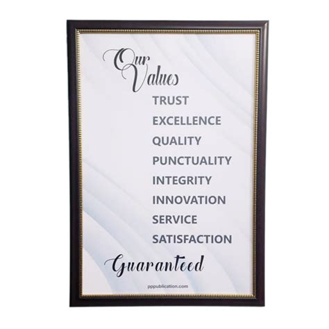 PP Publication Our Values Wall Frame Workplace Motivational 16"x24" Eco ...