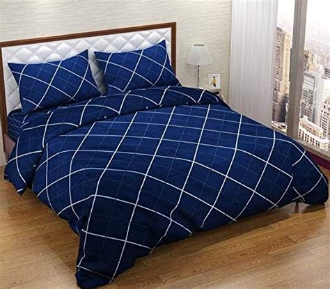 Kuber Industries Glace Cotton Geometric Design Double Bedsheet with 2 ...