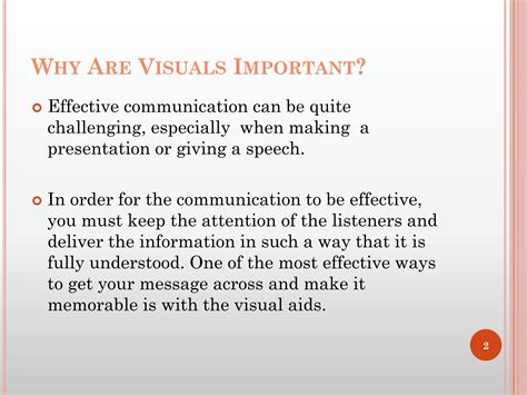 SOLUTION: Importance of visual aids in communication and presentation - Studypool