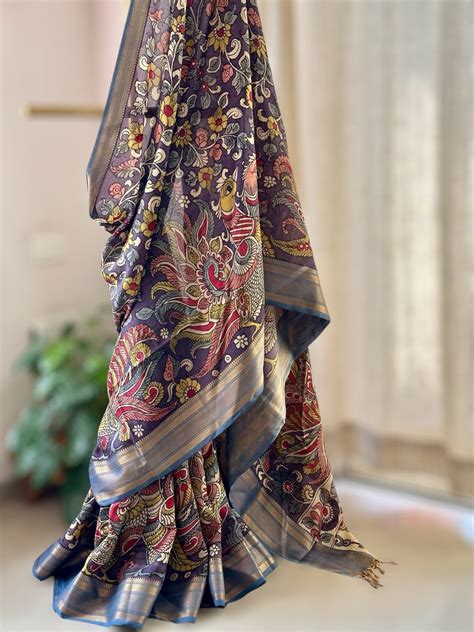 Kanchipattu Kalamkari Pattu Sarees Handcrafted at Kapaaskatha