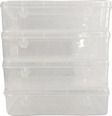 Feliz Clear Plastic Medium Storage Boxes Set of 6 (Size 7.25 x 4.75 x 1 ...