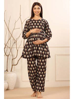 Buy Ikk Kudi By Seerat Women'S Black Boota Maternity and Nursing Coord ...