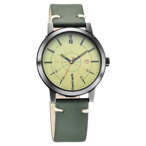 Buy Online Fastrack Tripster Quartz Analog Green Dial Leather Strap ...
