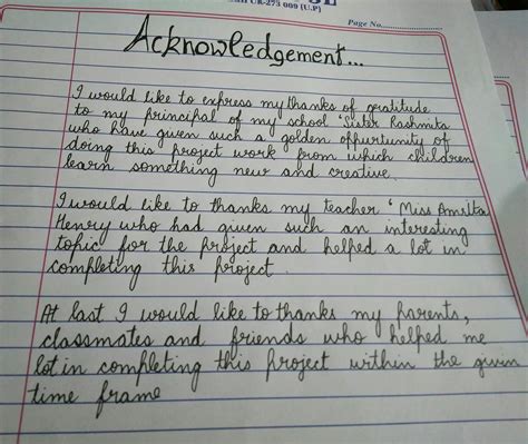 Give a sample acknowledgement for schools project. - Brainly.in