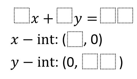 Image result for Intercept Form Equation Solving Sheet without Graph