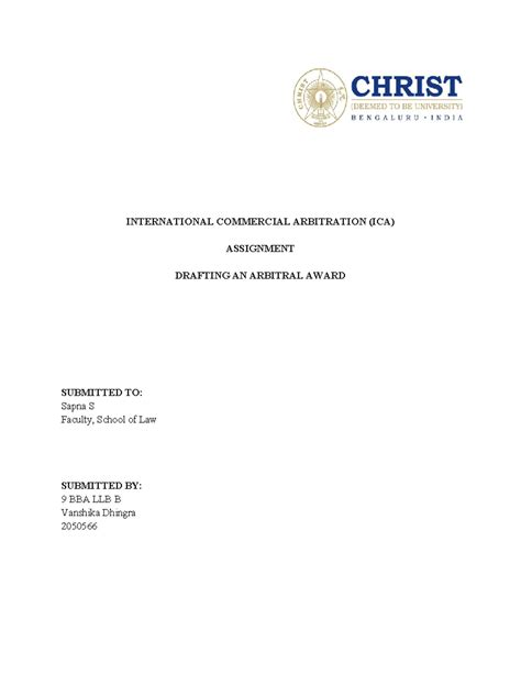 Arbitral Award - stimulation exercise - INTERNATIONAL COMMERCIAL ...