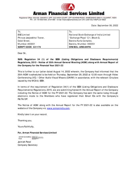 Arman fin - Registered Office: 502-503, SAKAR III, OPP. OLD HIGH COURT ...