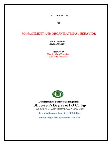 MOB - It’s a notes of mob ( sem 2) - LECTURE NOTES ON MANAGEMENT AND ...