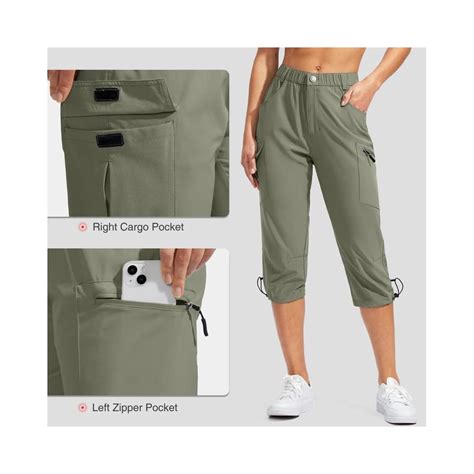 Buy SANTINY Women's Hiking Capri Pants with 5 Pockets Lightweight Quick ...
