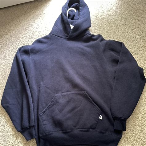 Russell Athletic Men's Navy Hoodie | Depop